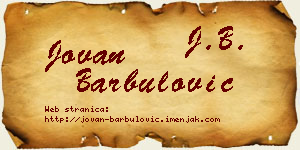 Jovan Barbulović vizit kartica